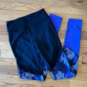 Gymshark leggings black and blueish purple with mesh detail